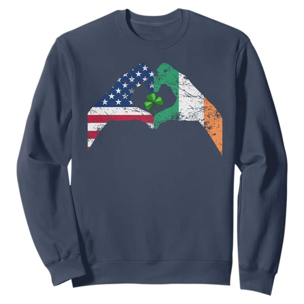 America Ireland Flag Sweatshirt Lucky Shamrock Vintage American Irish Roots TS10 Navy Print Your Wear
