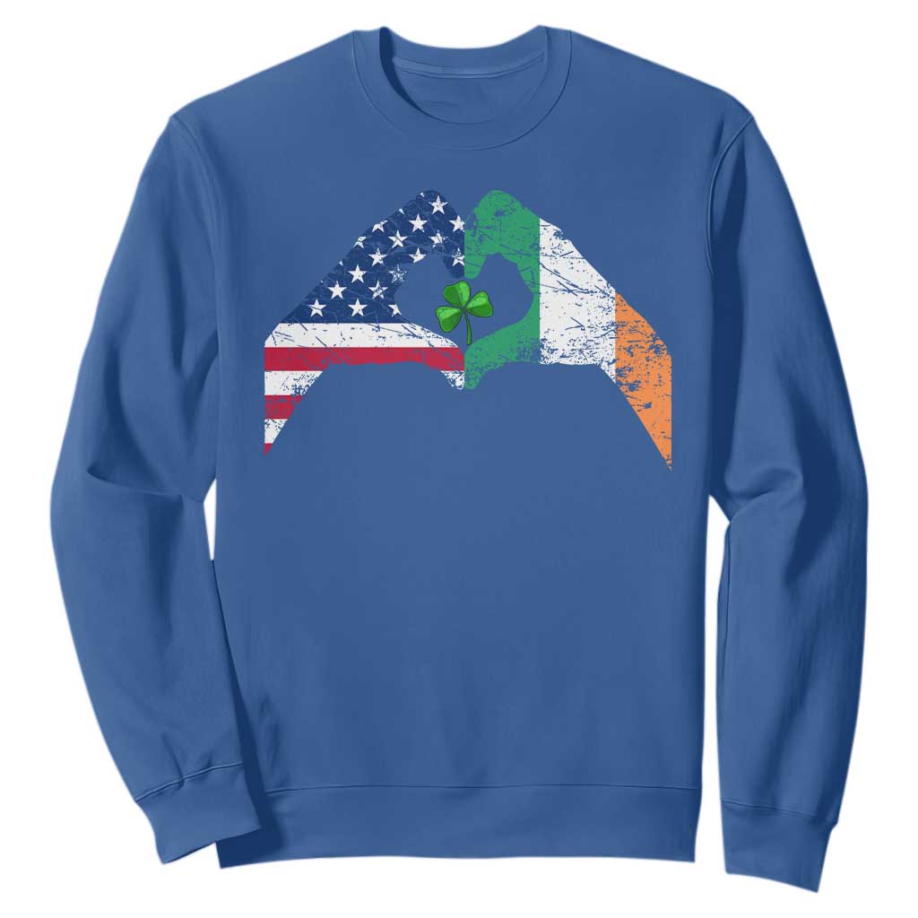 America Ireland Flag Sweatshirt Lucky Shamrock Vintage American Irish Roots TS10 Royal Blue Print Your Wear