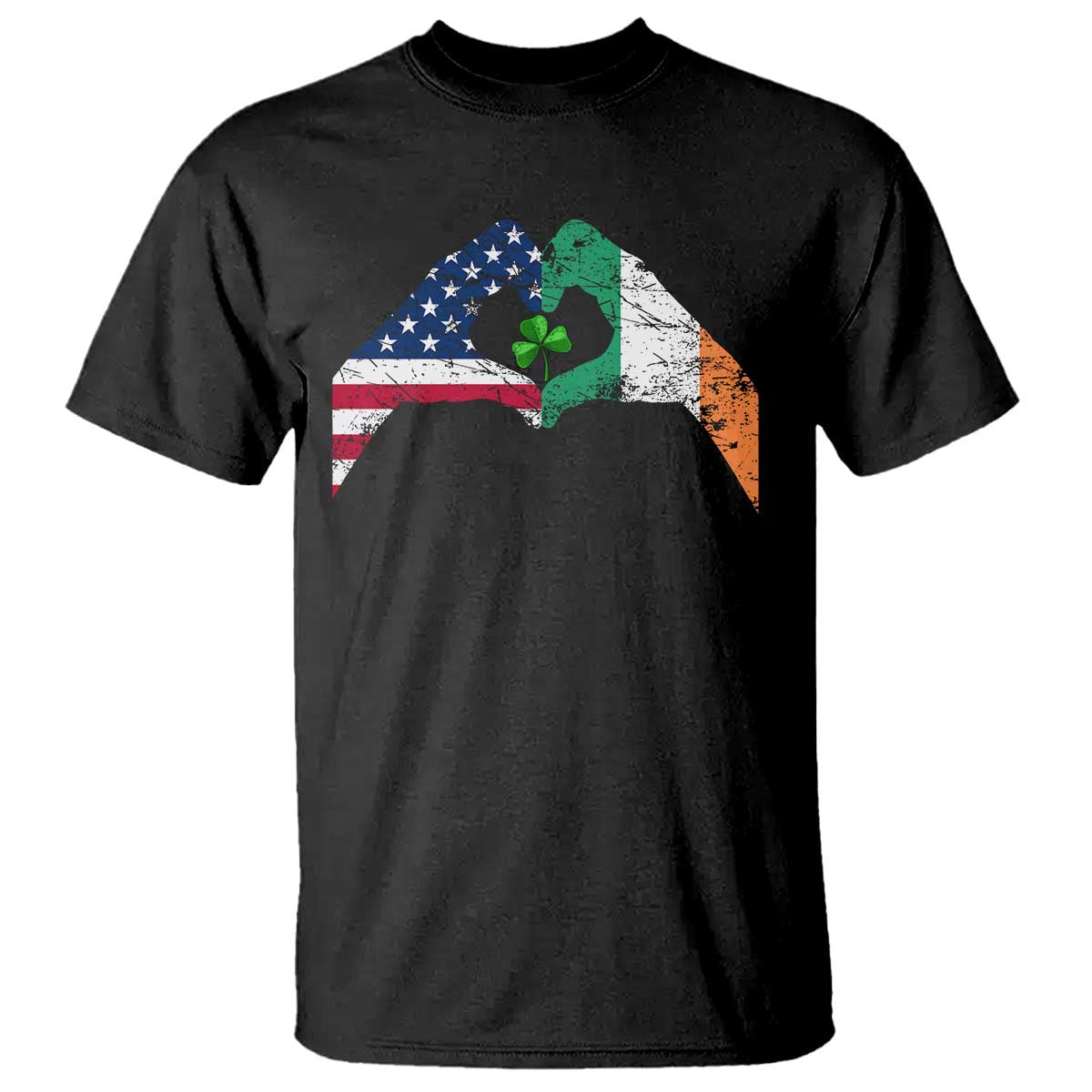 America Ireland Flag T Shirt Lucky Shamrock Vintage American Irish Roots TS10 Black Print Your Wear