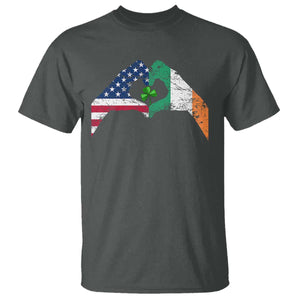 America Ireland Flag T Shirt Lucky Shamrock Vintage American Irish Roots TS10 Dark Heather Print Your Wear