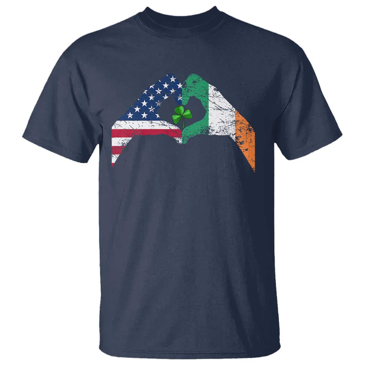 America Ireland Flag T Shirt Lucky Shamrock Vintage American Irish Roots TS10 Navy Print Your Wear
