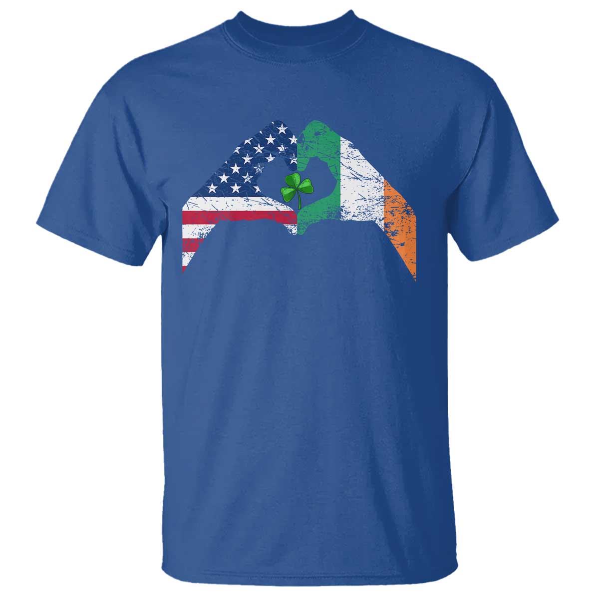 America Ireland Flag T Shirt Lucky Shamrock Vintage American Irish Roots TS10 Royal Blue Print Your Wear