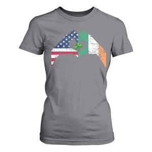 America Ireland Flag T Shirt For Women Lucky Shamrock Vintage American Irish Roots TS10 Charcoal Print Your Wear