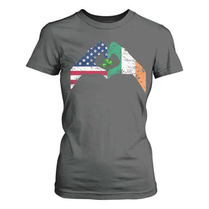 America Ireland Flag T Shirt For Women Lucky Shamrock Vintage American Irish Roots TS10 Dark Heather Print Your Wear