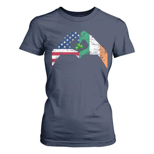 America Ireland Flag T Shirt For Women Lucky Shamrock Vintage American Irish Roots TS10 Navy Print Your Wear