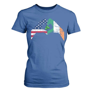 America Ireland Flag T Shirt For Women Lucky Shamrock Vintage American Irish Roots TS10 Royal Blue Print Your Wear