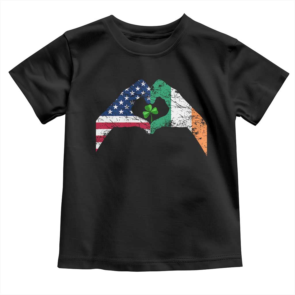 America Ireland Flag Toddler T Shirt Lucky Shamrock Vintage American Irish Roots TS10 Black Print Your Wear