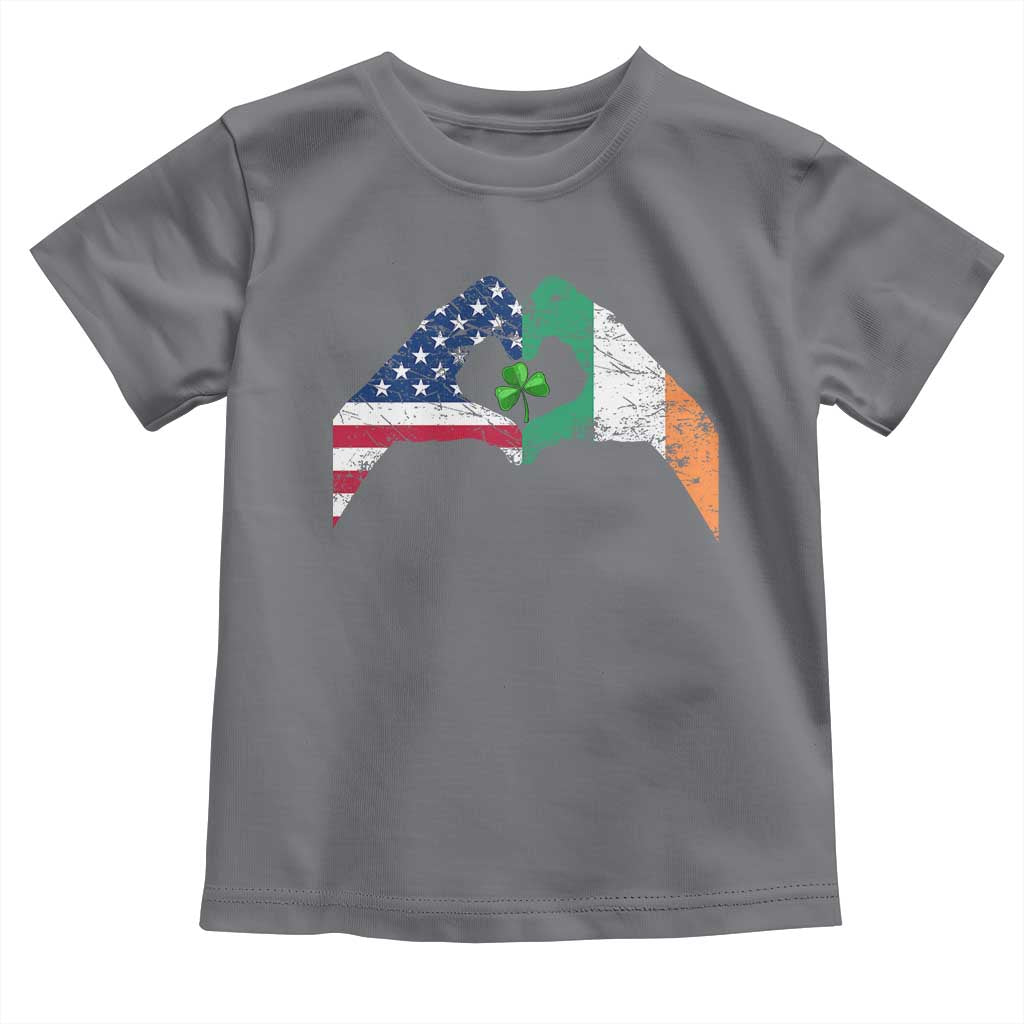 America Ireland Flag Toddler T Shirt Lucky Shamrock Vintage American Irish Roots TS10 Charcoal Print Your Wear