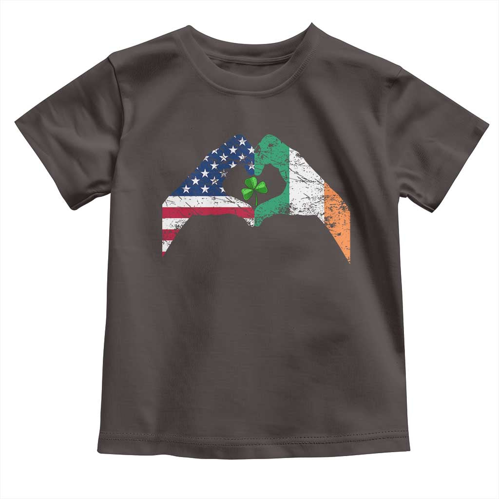 America Ireland Flag Toddler T Shirt Lucky Shamrock Vintage American Irish Roots TS10 Dark Chocolate Print Your Wear