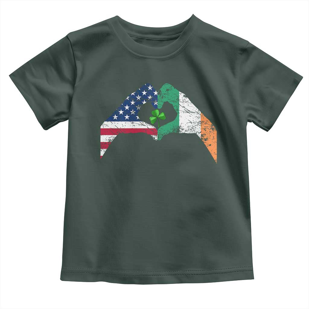 America Ireland Flag Toddler T Shirt Lucky Shamrock Vintage American Irish Roots TS10 Dark Forest Green Print Your Wear