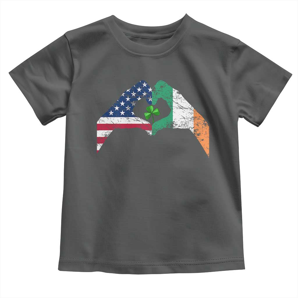 America Ireland Flag Toddler T Shirt Lucky Shamrock Vintage American Irish Roots TS10 Dark Heather Print Your Wear