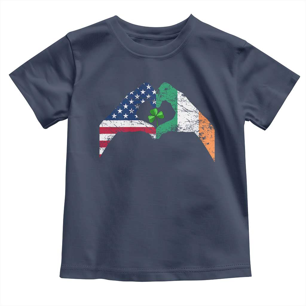 America Ireland Flag Toddler T Shirt Lucky Shamrock Vintage American Irish Roots TS10 Navy Print Your Wear