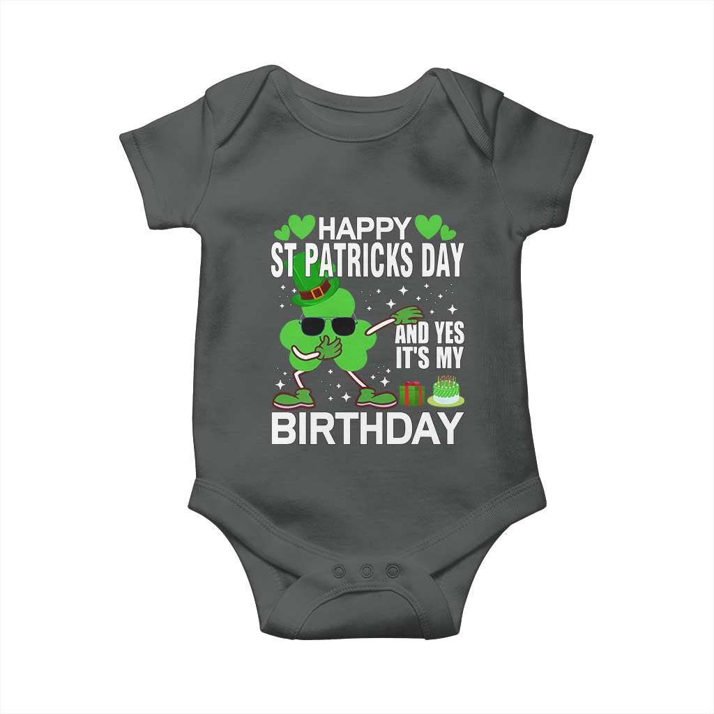 St Patricks Day Birthday Baby Onesie Born On Saint Paddys Irish Bday Gift TS10 Dark Heather Print Your Wear