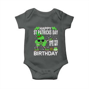 St Patricks Day Birthday Baby Onesie Born On Saint Paddys Irish Bday Gift TS10 Dark Heather Print Your Wear