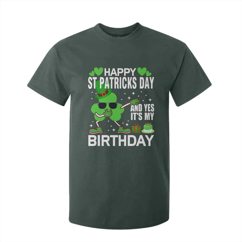 St Patricks Day Birthday T Shirt For Kid Born On Saint Paddys Irish Bday Gift TS10 Dark Forest Green Print Your Wear
