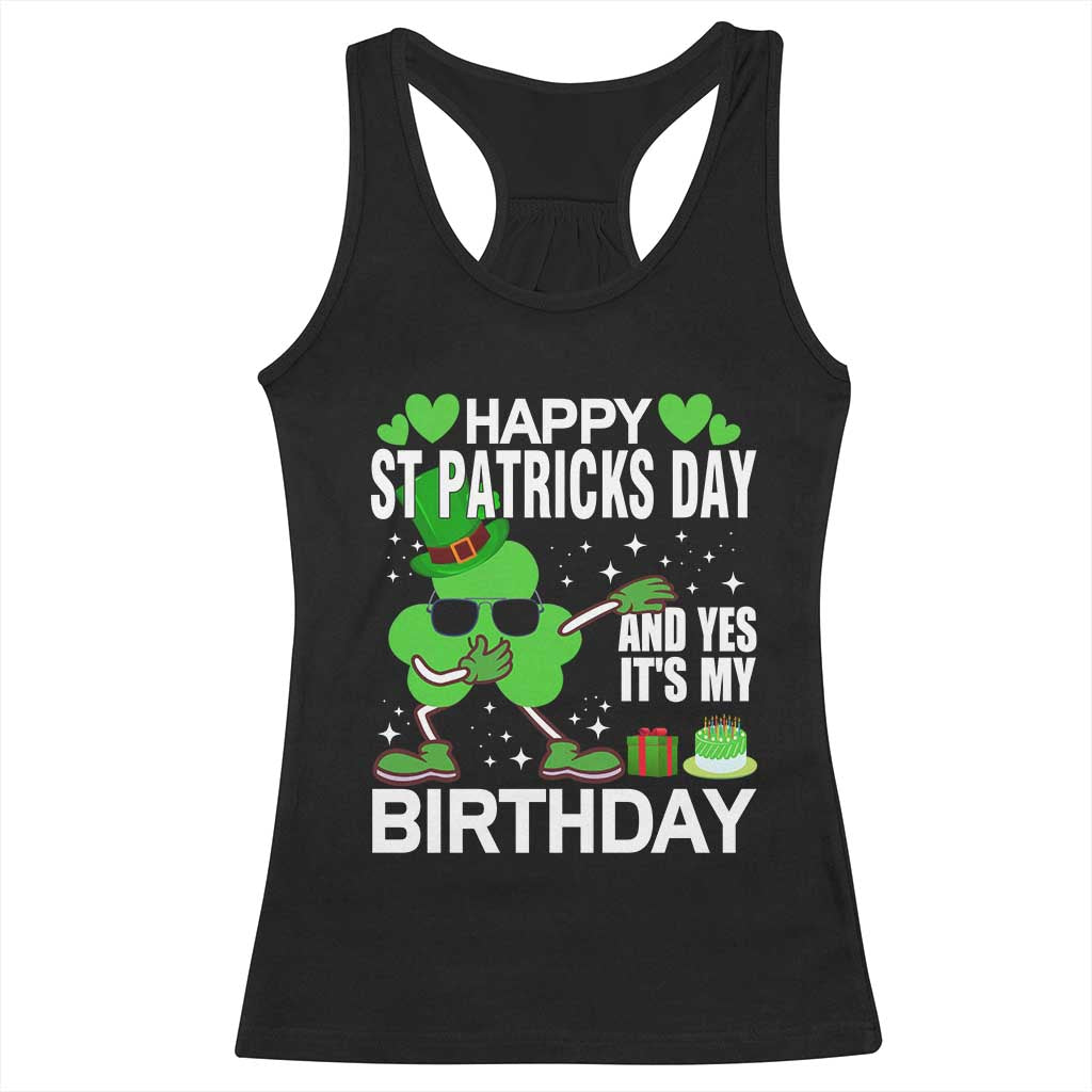 St Patricks Day Birthday Racerback Tank Top Born On Saint Paddys Irish Bday Gift TS10 Black Print Your Wear