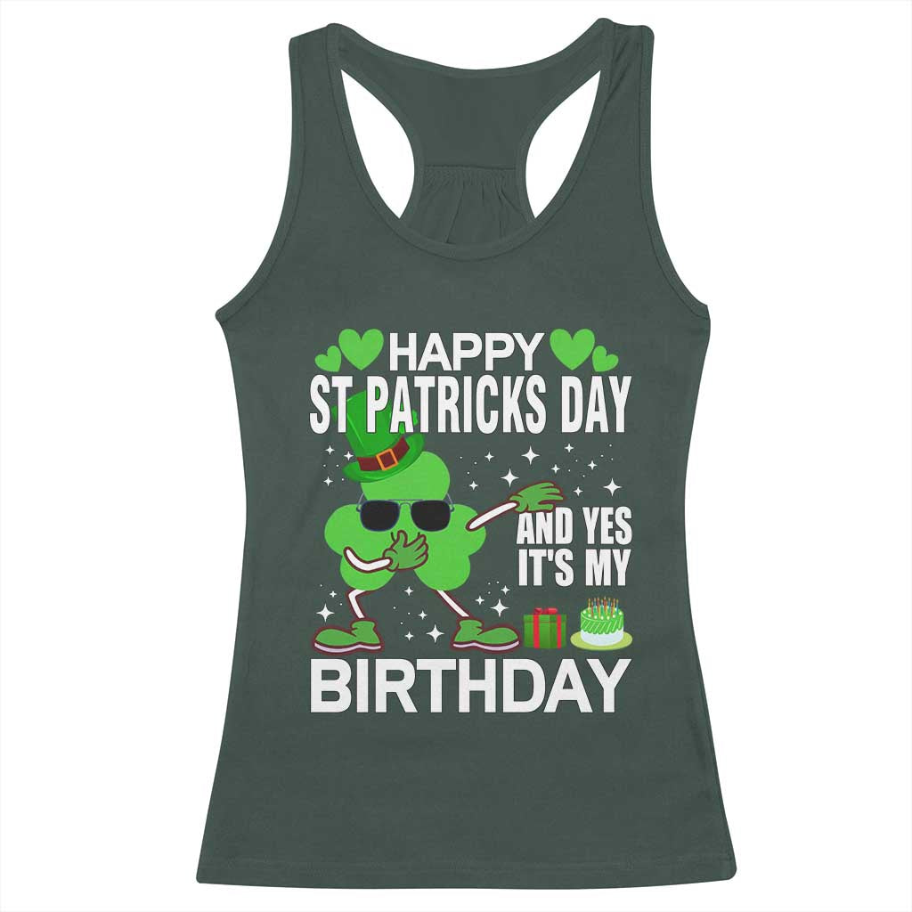 St Patricks Day Birthday Racerback Tank Top Born On Saint Paddys Irish Bday Gift TS10 Dark Forest Green Print Your Wear