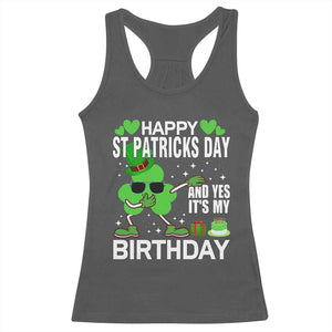St Patricks Day Birthday Racerback Tank Top Born On Saint Paddys Irish Bday Gift TS10 Dark Heather Print Your Wear