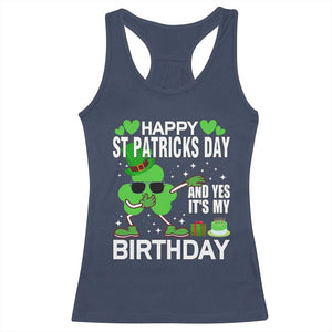 St Patricks Day Birthday Racerback Tank Top Born On Saint Paddys Irish Bday Gift TS10 Navy Print Your Wear