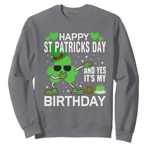 St Patricks Day Birthday Sweatshirt Born On Saint Paddys Irish Bday Gift TS10 Charcoal Print Your Wear