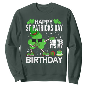 St Patricks Day Birthday Sweatshirt Born On Saint Paddys Irish Bday Gift TS10 Dark Forest Green Print Your Wear