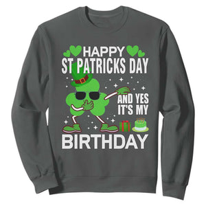 St Patricks Day Birthday Sweatshirt Born On Saint Paddys Irish Bday Gift TS10 Dark Heather Print Your Wear