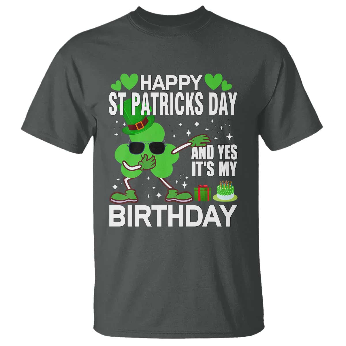 St Patricks Day Birthday T Shirt Born On Saint Paddys Irish Bday Gift TS10 Dark Heather Print Your Wear