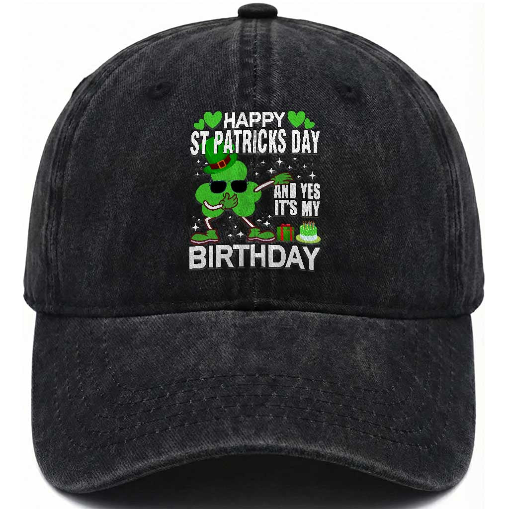 St Patricks Day Birthday Washed Cotton Baseball Cap Born On Saint Paddys Irish Bday Gift
