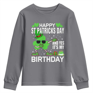 St Patricks Day Birthday Youth Sweatshirt Born On Saint Paddys Irish Bday Gift TS10 Charcoal Print Your Wear