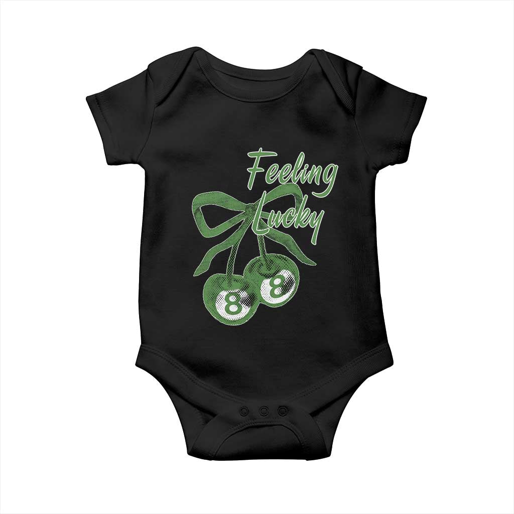 Cherry 8 Ball Baby Onesie Feeling Lucky Girl Syndrome Coquette St Patricks Day TS10 Black Print Your Wear