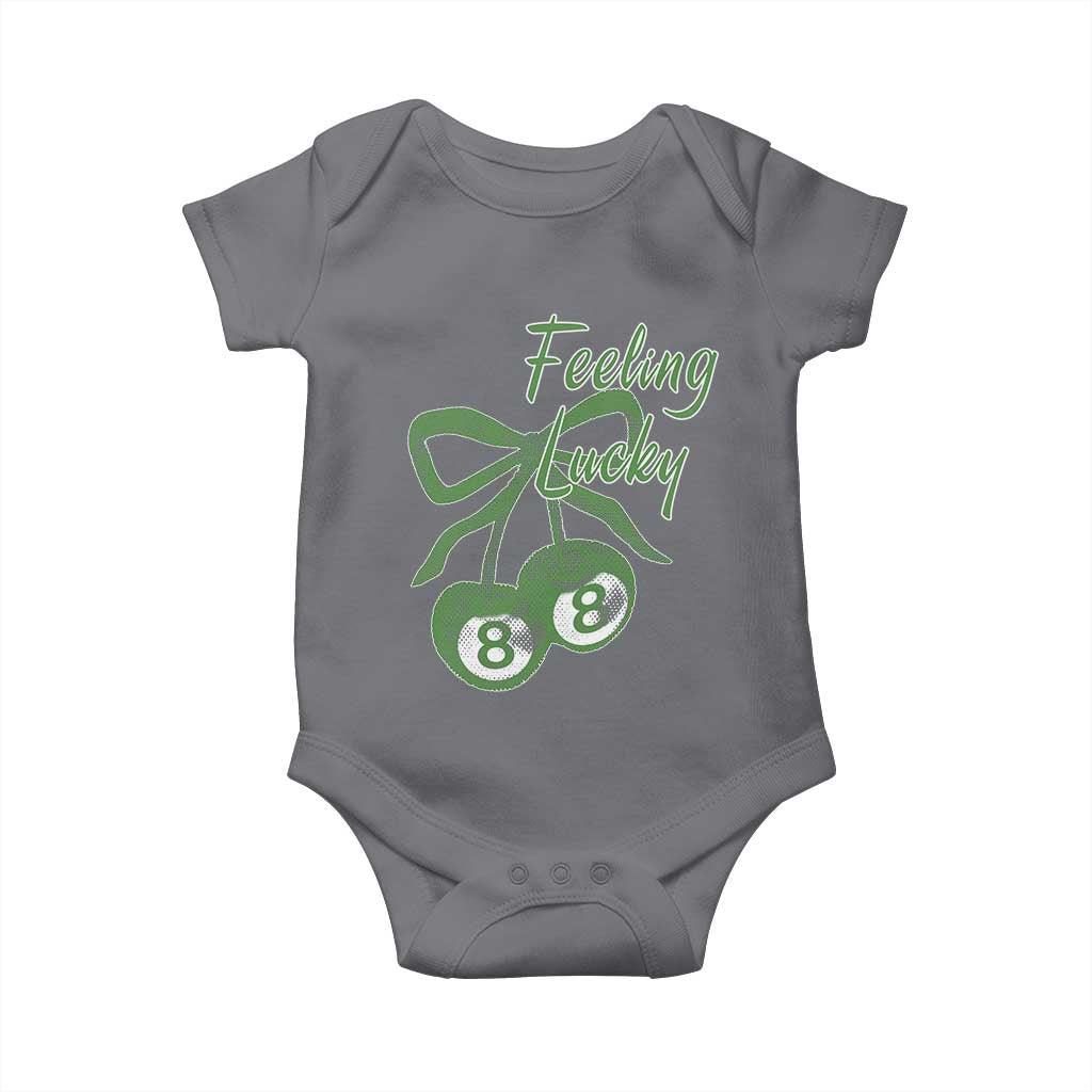 Cherry 8 Ball Baby Onesie Feeling Lucky Girl Syndrome Coquette St Patricks Day TS10 Charcoal Print Your Wear