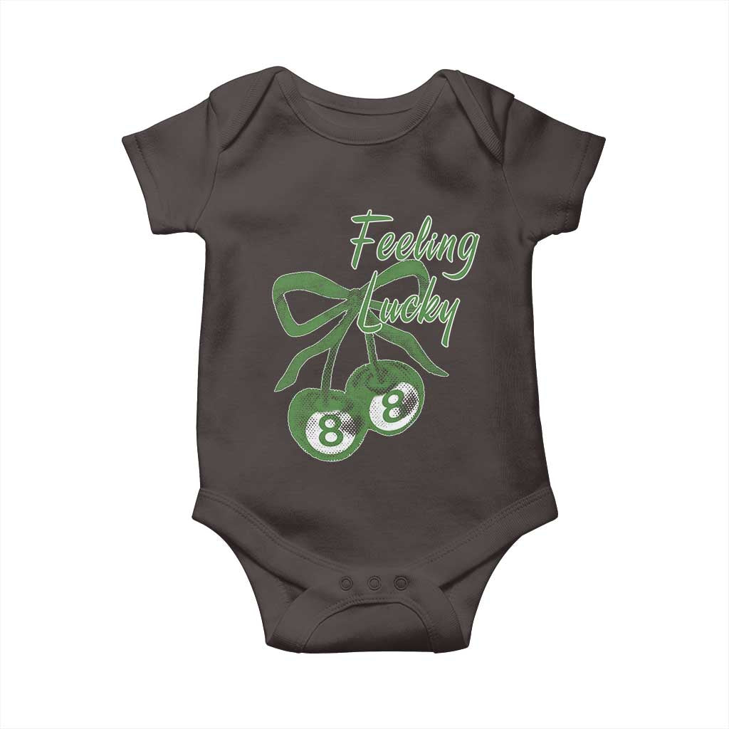 Cherry 8 Ball Baby Onesie Feeling Lucky Girl Syndrome Coquette St Patricks Day TS10 Dark Chocolate Print Your Wear