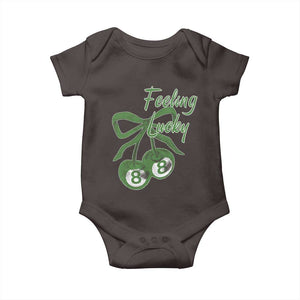 Cherry 8 Ball Baby Onesie Feeling Lucky Girl Syndrome Coquette St Patricks Day TS10 Dark Chocolate Print Your Wear