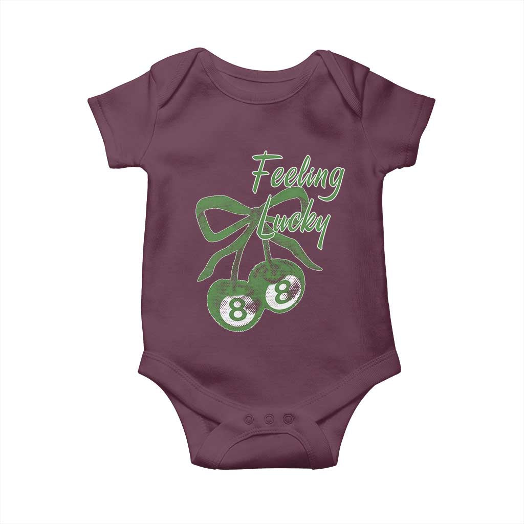 Cherry 8 Ball Baby Onesie Feeling Lucky Girl Syndrome Coquette St Patricks Day TS10 Maroon Print Your Wear
