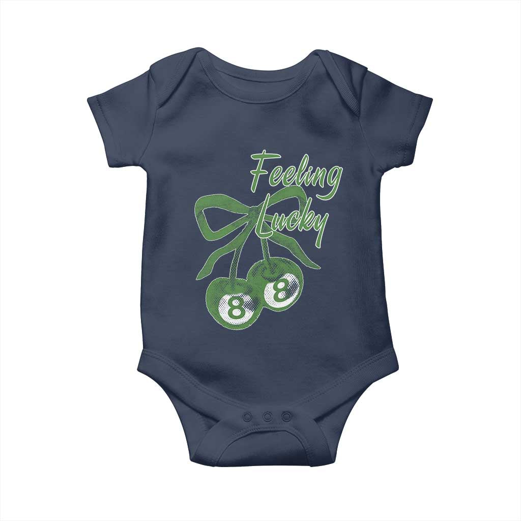 Cherry 8 Ball Baby Onesie Feeling Lucky Girl Syndrome Coquette St Patricks Day TS10 Navy Print Your Wear