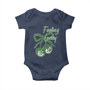 Cherry 8 Ball Baby Onesie Feeling Lucky Girl Syndrome Coquette St Patricks Day TS10 Navy Print Your Wear