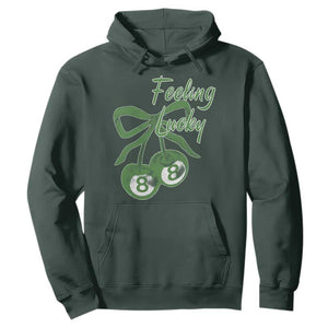 Cherry 8 Ball Hoodie Feeling Lucky Girl Syndrome Coquette St Patricks Day TS10 Dark Forest Green Print Your Wear