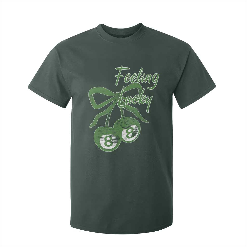 Cherry 8 Ball T Shirt For Kid Feeling Lucky Girl Syndrome Coquette St Patricks Day TS10 Dark Forest Green Print Your Wear