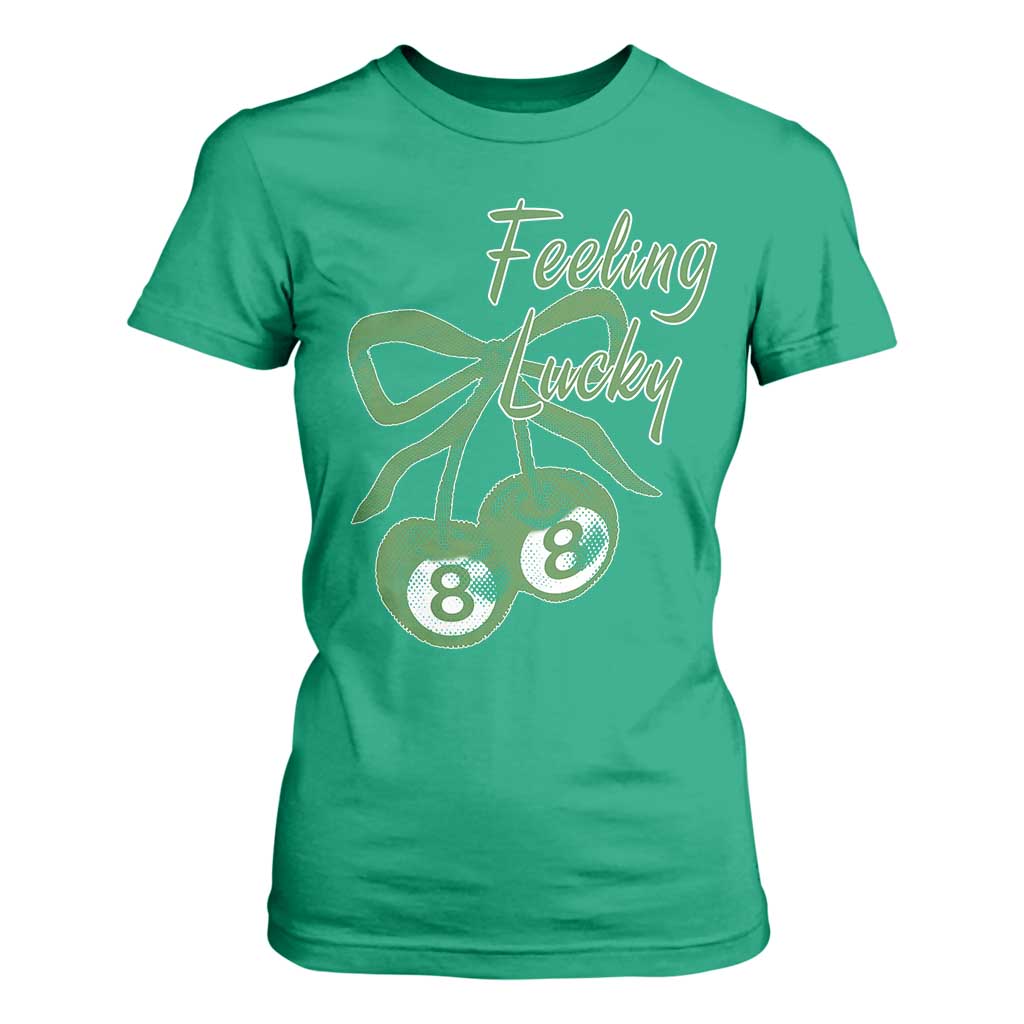 Cherry 8 Ball T Shirt For Women Feeling Lucky Girl Syndrome Coquette St Patricks Day TS10 Irish Green Print Your Wear