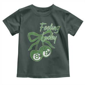 Cherry 8 Ball Toddler T Shirt Feeling Lucky Girl Syndrome Coquette St Patricks Day TS10 Dark Forest Green Print Your Wear