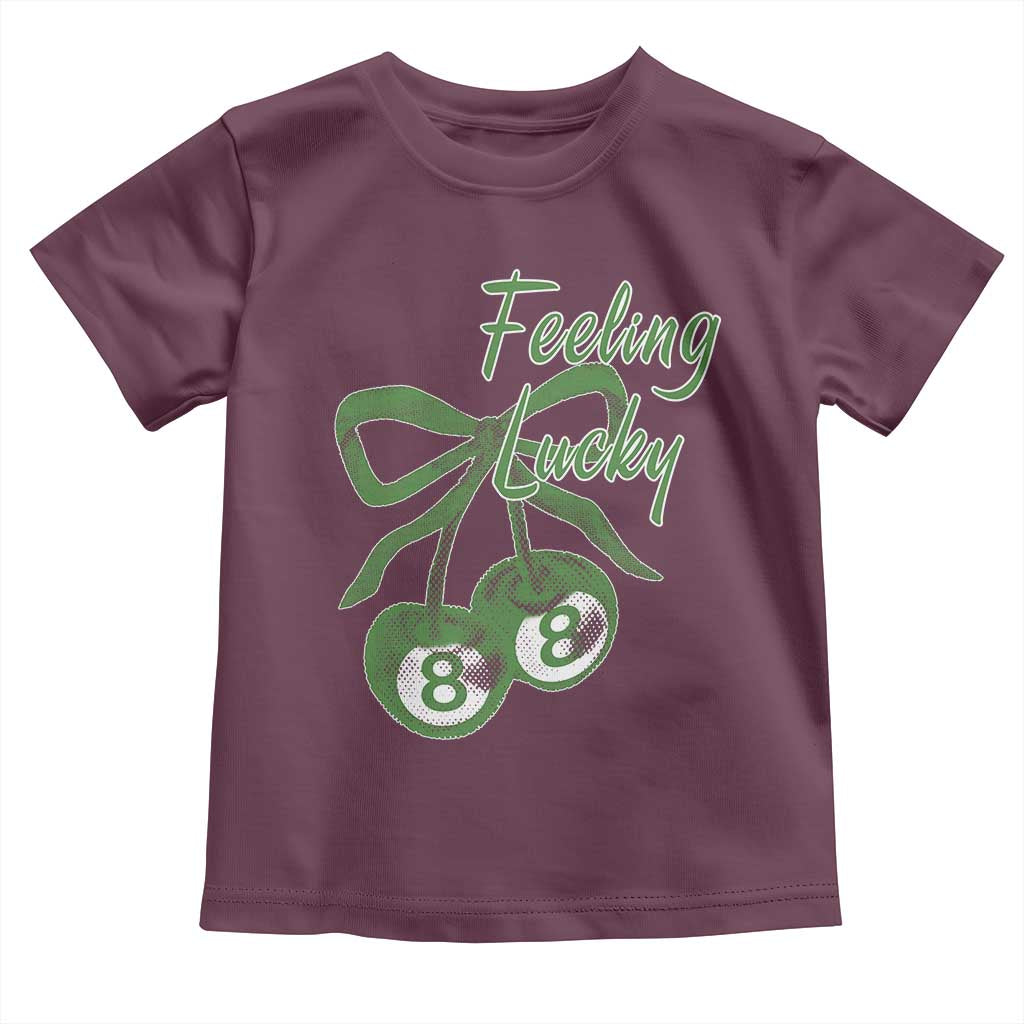 Cherry 8 Ball Toddler T Shirt Feeling Lucky Girl Syndrome Coquette St Patricks Day TS10 Maroon Print Your Wear