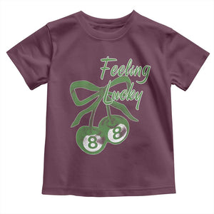 Cherry 8 Ball Toddler T Shirt Feeling Lucky Girl Syndrome Coquette St Patricks Day TS10 Maroon Print Your Wear