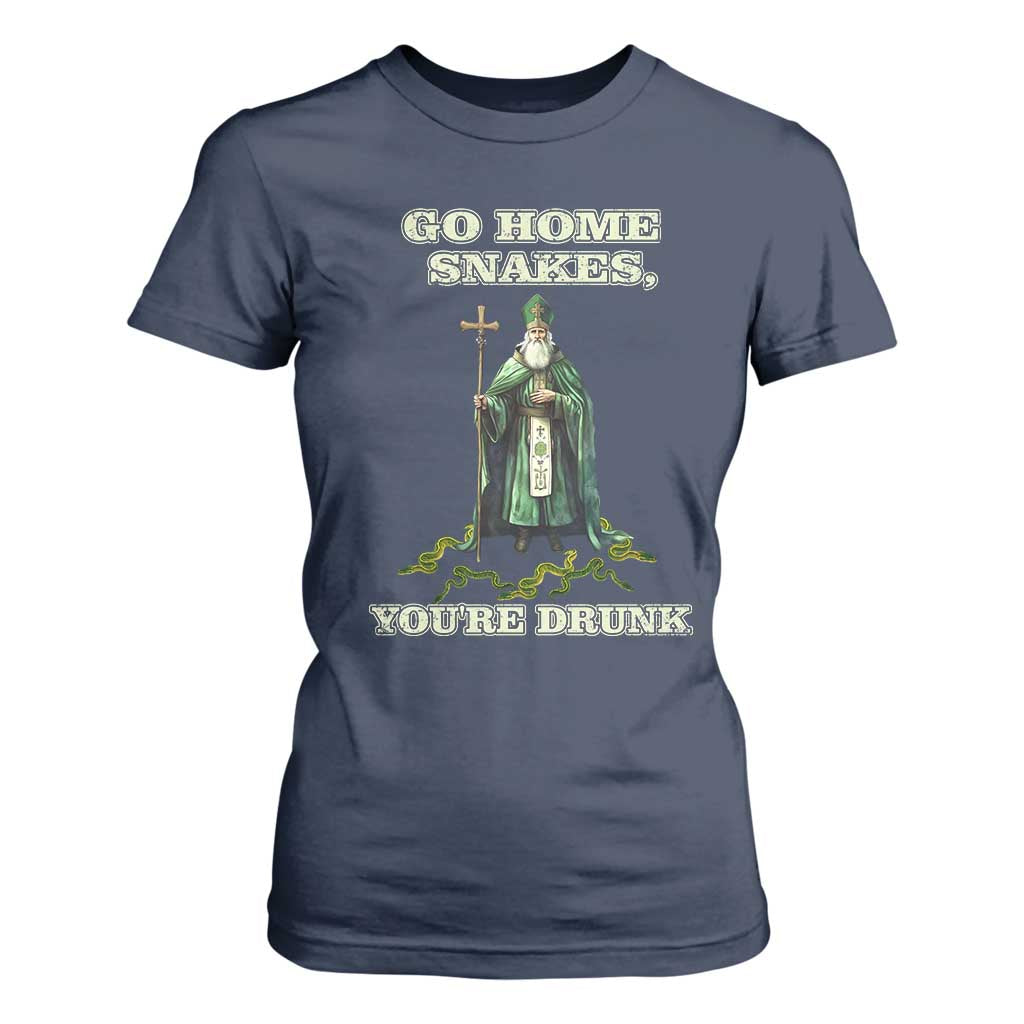 Funny St. Patrick's Day T Shirt For Women Go Home Snakes, You're Drunk TS10 Navy Print Your Wear