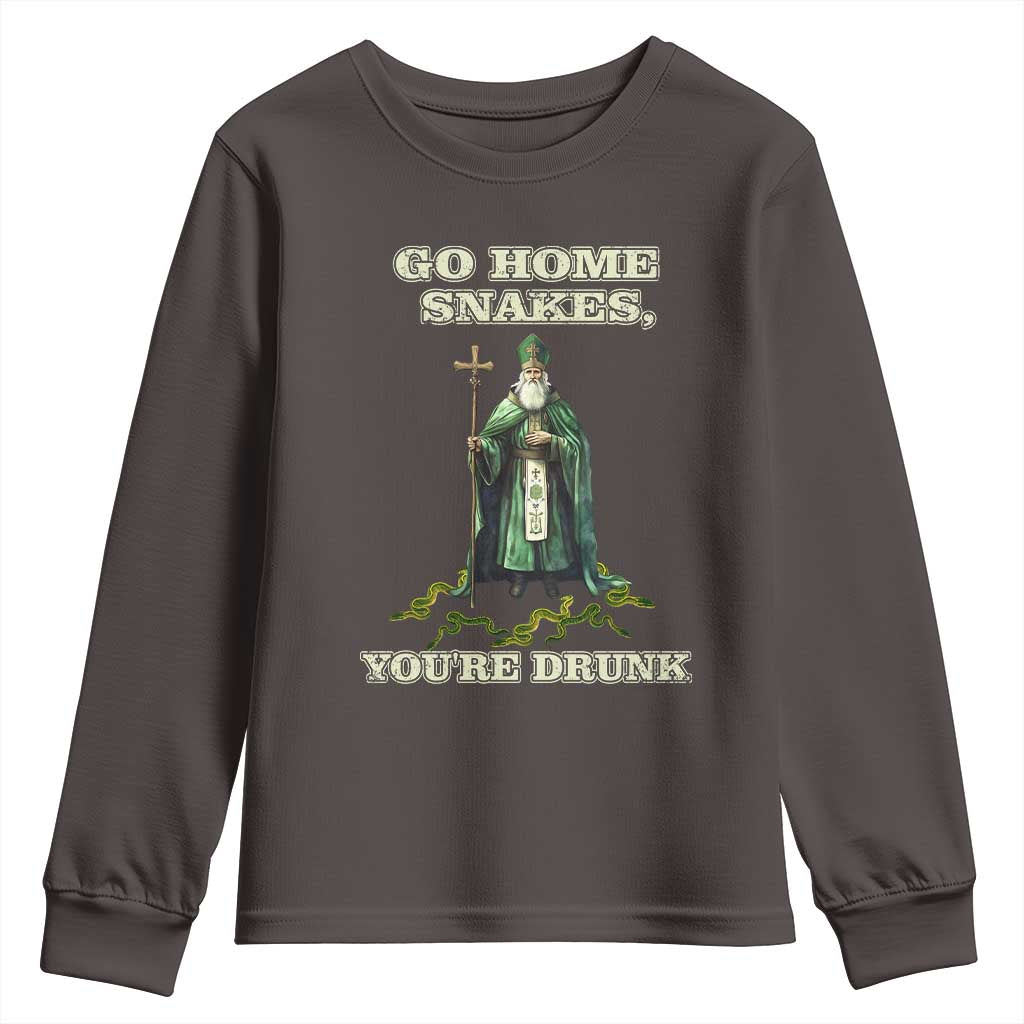 Funny St. Patrick's Day Youth Sweatshirt Go Home Snakes, You're Drunk TS10 Dark Chocolate Print Your Wear
