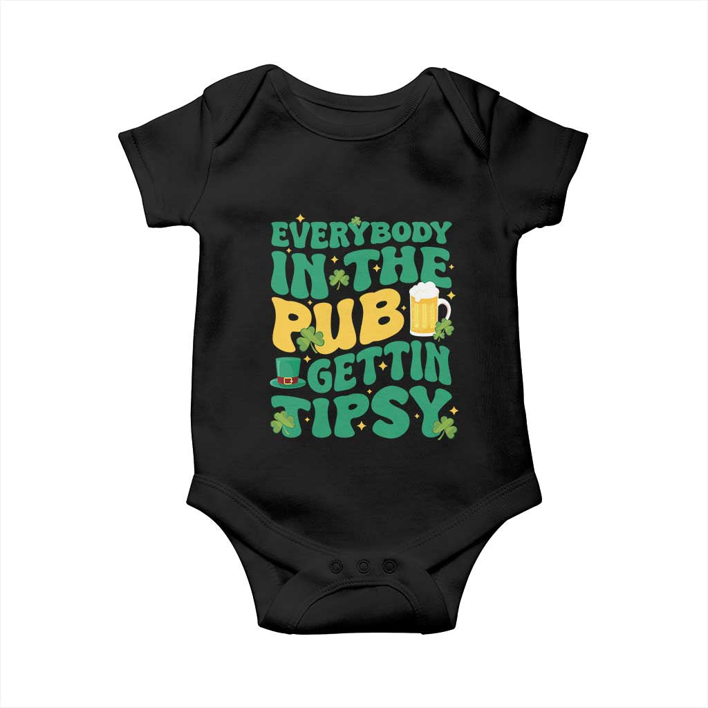 St. Patrick's Day Pub Baby Onesie Everybody In The Pub Getting Tipsy Irish Pub TS10 Black Print Your Wear