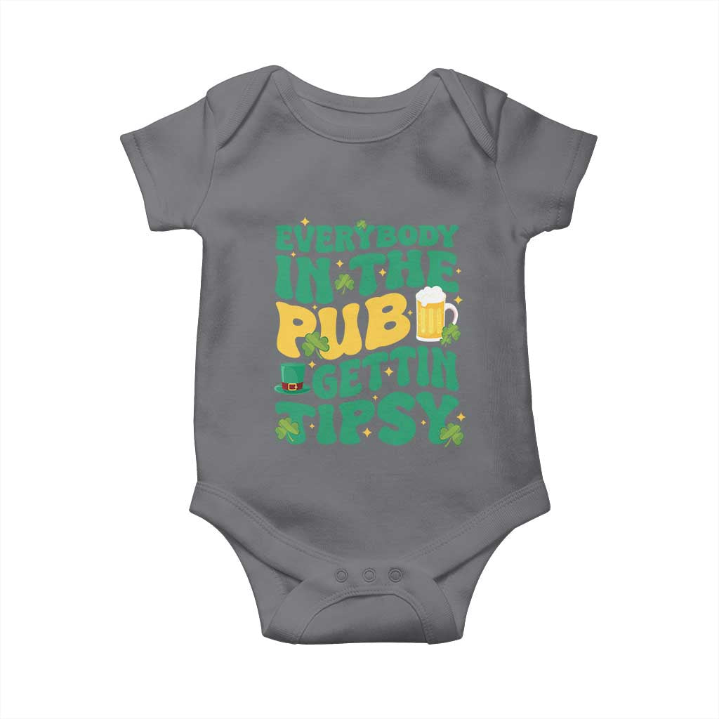 St. Patrick's Day Pub Baby Onesie Everybody In The Pub Getting Tipsy Irish Pub TS10 Charcoal Print Your Wear