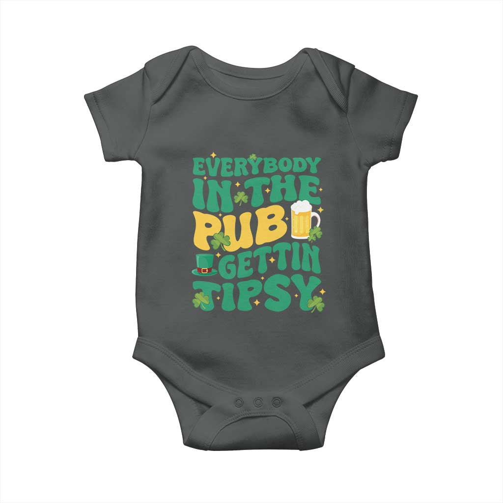 St. Patrick's Day Pub Baby Onesie Everybody In The Pub Getting Tipsy Irish Pub TS10 Dark Heather Print Your Wear