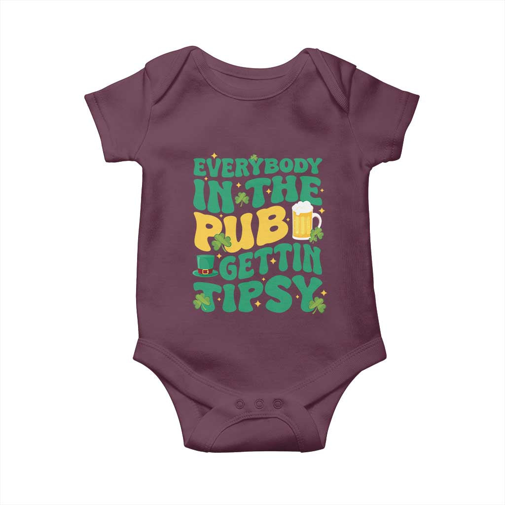 St. Patrick's Day Pub Baby Onesie Everybody In The Pub Getting Tipsy Irish Pub TS10 Maroon Print Your Wear
