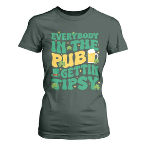 St. Patrick's Day Pub T Shirt For Women Everybody In The Pub Getting Tipsy Irish Pub TS10 Dark Forest Green Print Your Wear