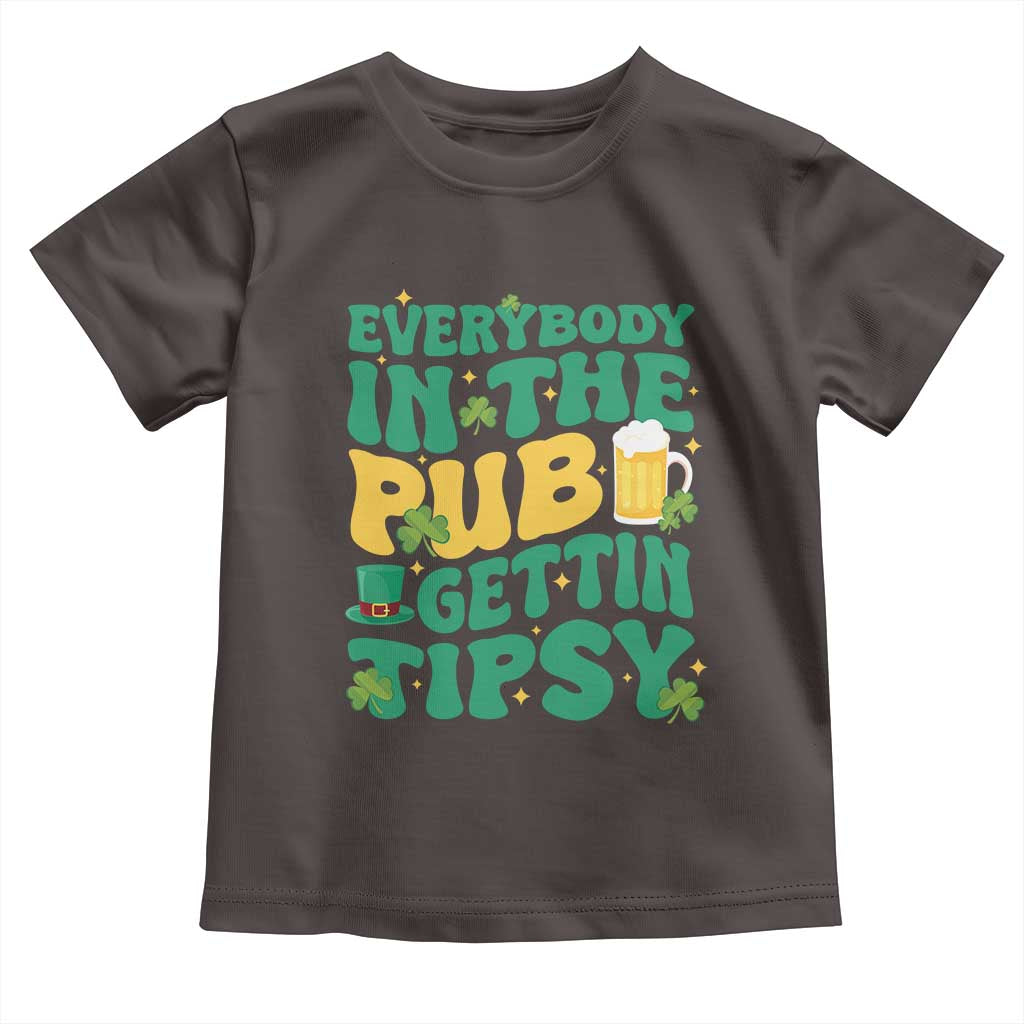St. Patrick's Day Pub Toddler T Shirt Everybody In The Pub Getting Tipsy Irish Pub TS10 Dark Chocolate Print Your Wear
